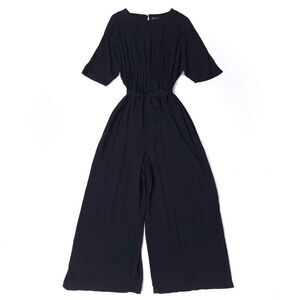 ASOS Dolman Sleeve Tie Waist Wide Leg Cut Out Maternity Jumpsuit Womens 4 Black